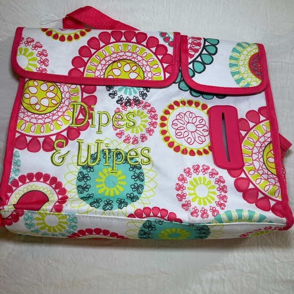 Thirty-One Citrus Medallion Pack N Pull Caddy Tote Bag Embroidered Dipes & Wipes - Picture 1 of 8